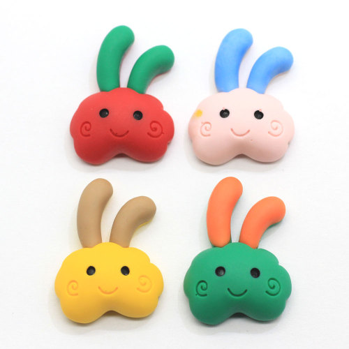 New Lovely Smile Rabbit Resin Flat Back Cabochon Kawaii Cartoon Animal Happy Bunny Flatback Craft For Scrapbooking Hair Bows DIY