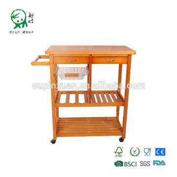 Home kitchen furniture wood kitchen trolley with baskets
