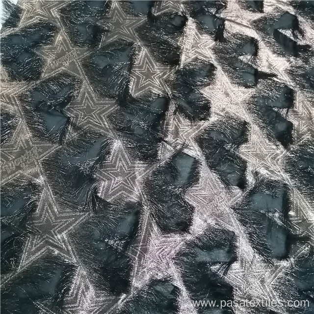 star foil chiffon print fringe fabric