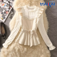 Elegant Ruffled Lace Patchwork Shirt for Modern Fashionistas