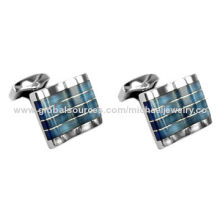 Stainless Steel Cufflinks with Blue Opals, Concise and Fashionable