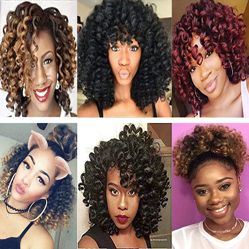 Wand Curl Crochet Hair Extensions Curly Braiding Hair Afro Curls Synthetic Fiber Solid And Ombre Color 8inch Black Brown Blonde