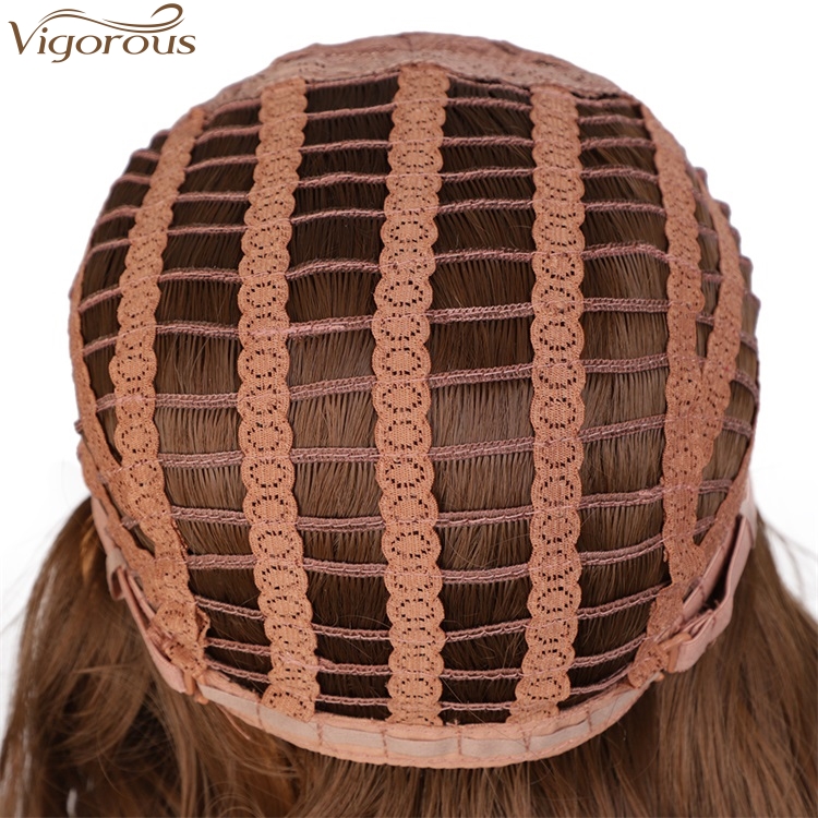 Vigorous Fashion Girl Natural Short Bob Brown Wig With Neat Bangs Synthetic Short Curl Wave Wigs Heat Resistant