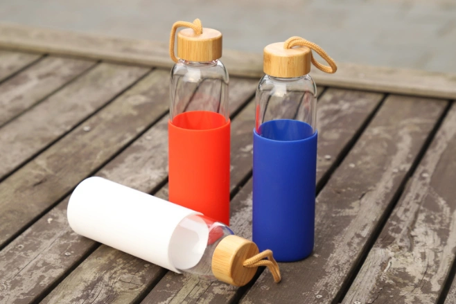 Factory Customization Hot Sale High Quality Heat-Resistant Bamboo Lid Glass Water Bottle