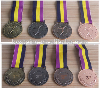 1st 2nd 3rd gymnastics 3D sport club medals, different plating color metal medals sport