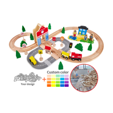 Wholesale Wooden Educational Train Toy Set with 50pcs Large Track