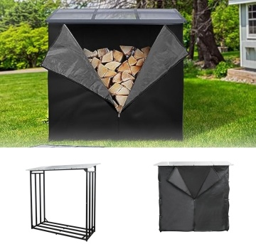 Outdoor Firewood Rack with Oxford Protective Cover for Weather Protection