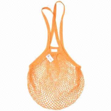 Net bolso de compras en naranja, hecha de algodón, Durable, disponible en varios tamaños