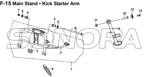 F-15 Main Stand Kick Starter Arm para XS175T SYMPHONY ST 200i peça de reposição de qualidade superior