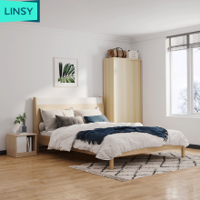 Linsy Wooden Storage Bed Set with Mirrored Headboard - Complete Wood Bedroom Furniture