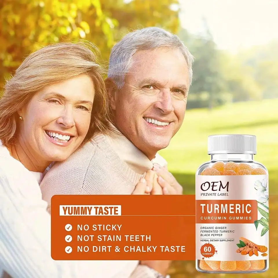 OEM/ODM Natural Ginger Improve Digestive System Food Supplements Vegan Curcumin Turmeric gummies