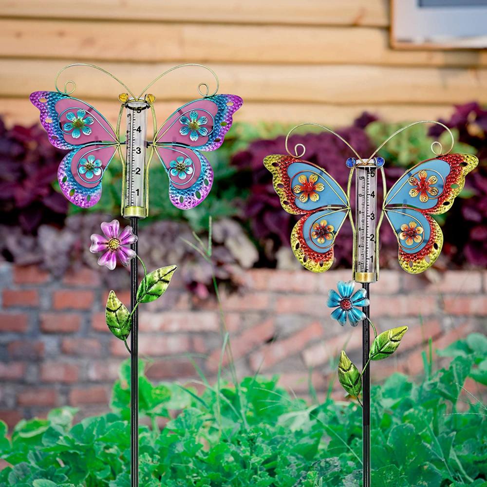 Regenmeter vlindertuin stakes decor