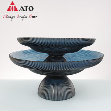 Luxury fruit trays plate blue glass fruit plate