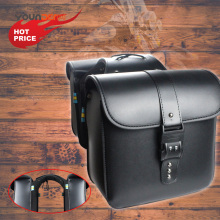 Leather Motorcycle Saddle Side Bag with Anti-Theft Combination Locks