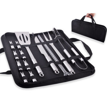 Stainless Steel BBQ Tool Set with Carry Bag - 16pcs