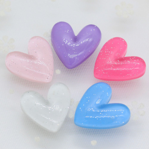 Light Color Transparent Flat Back Heart Shaped Resin Beads DIY Craft Decor Cabochon Phone Shell Scrapbook Ornaments