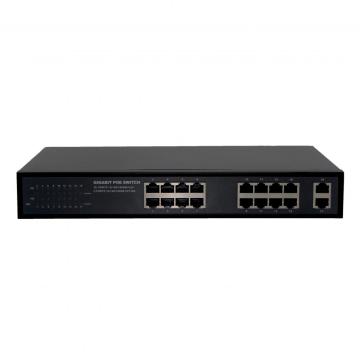 16 Ports PoE Switch 2 RJ45 Ports