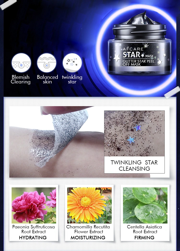 OEM/ODM Wholesale Hydrating Blemish Clearing Korean Popular Lightening Glitter Peel off Glitter Star Peel off Mask