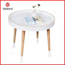 Round Wooden Tray Coffee Table with 4 legs