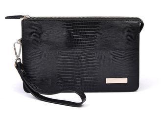 Lizard Embossed Small Wristlet Clutch Bag for Men with Deta