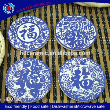 customized Chinese style round and square shape ceramic mats for mug with cork bottom