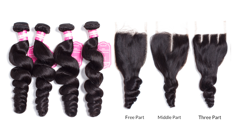 Brazilian hair bundles with closure  100% Brazilian Straight Human hair with closure  Hair Weave