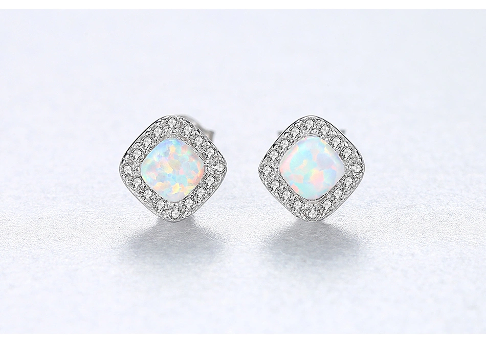 S925 Silver European Style CZ Opal Stud Earrings