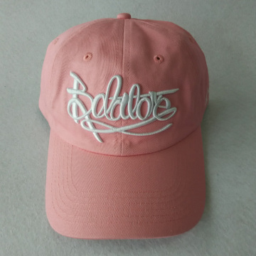 Pink Unstructured Hat 3D embroidery Baseball Cap for Woman/girl