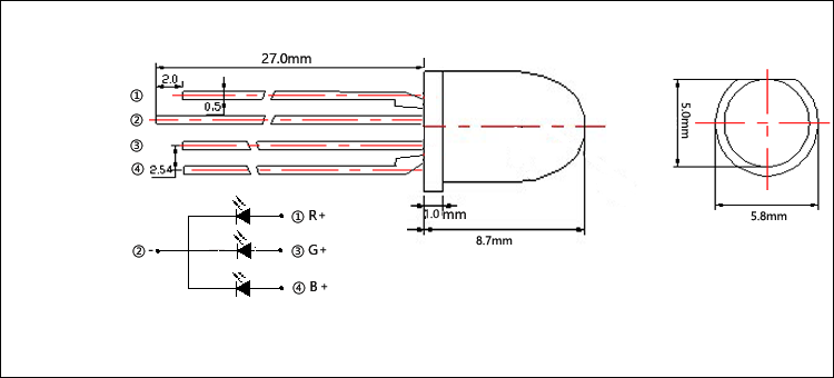 5mm RGB led common cathode