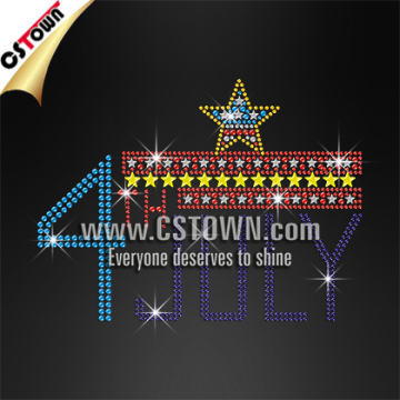 Shining colorful stars 4th July letters custom rhinestone designs