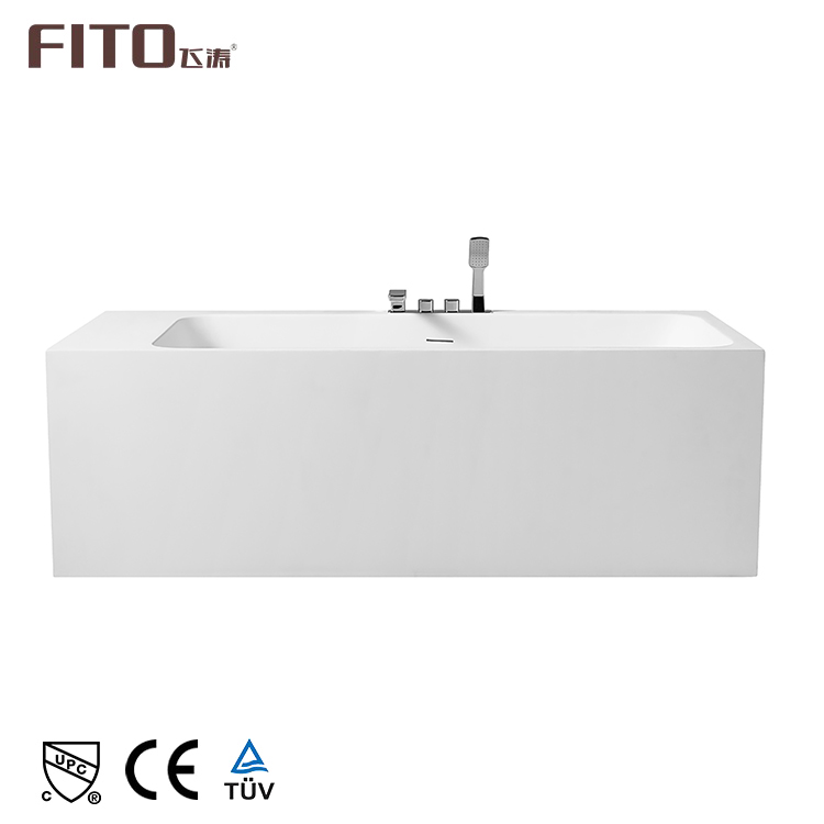 Excellent White Modern Freestanding Acrylic Square Small Bathtub With Faucet