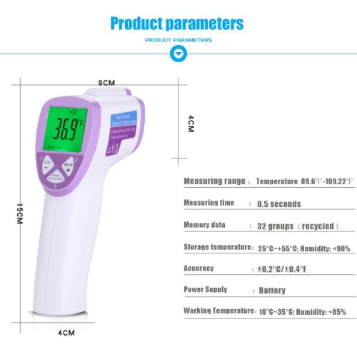 Thermomètre frontal infrarouge sans contact pour la fièvre