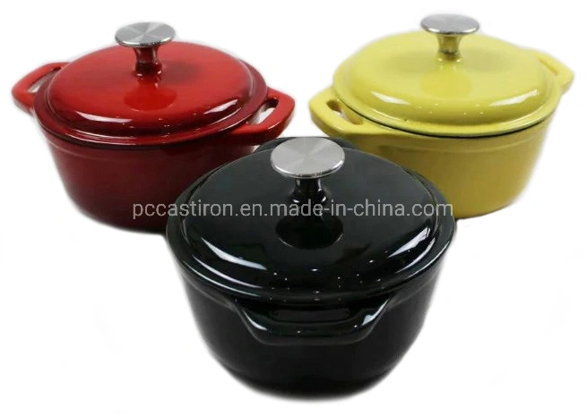 3PCS Enamel Cast Iron French Oven with Stainless Steel Knob