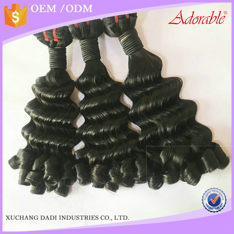xuchang hair factory double drawn remy human hair weaving,10A grade funmi wave 100% virgin natural hair weaves
