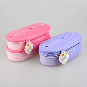 BPA Free 2 layers plastic divided bento lunch box