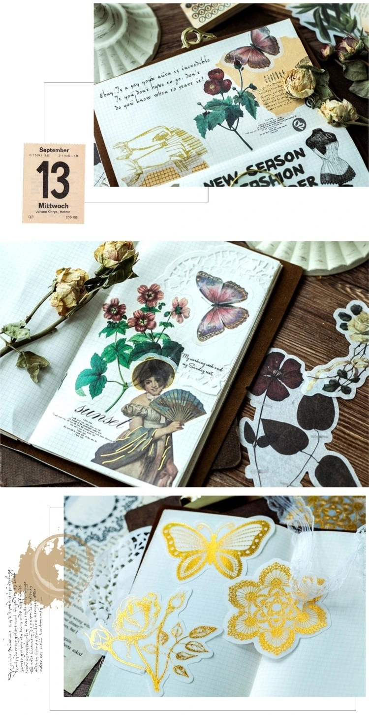 Hot Stamp Printing Japanese Paper Sticker for DIY Decoration