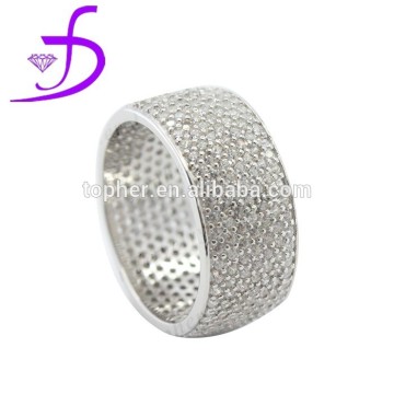 High quality and cheap Micro pave Zircon men ring 925 solid silver Diamond ring