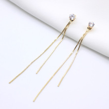 Wholesale Simple Stainless Steel Earrings with Tassel and Serpentine Chain Pendant