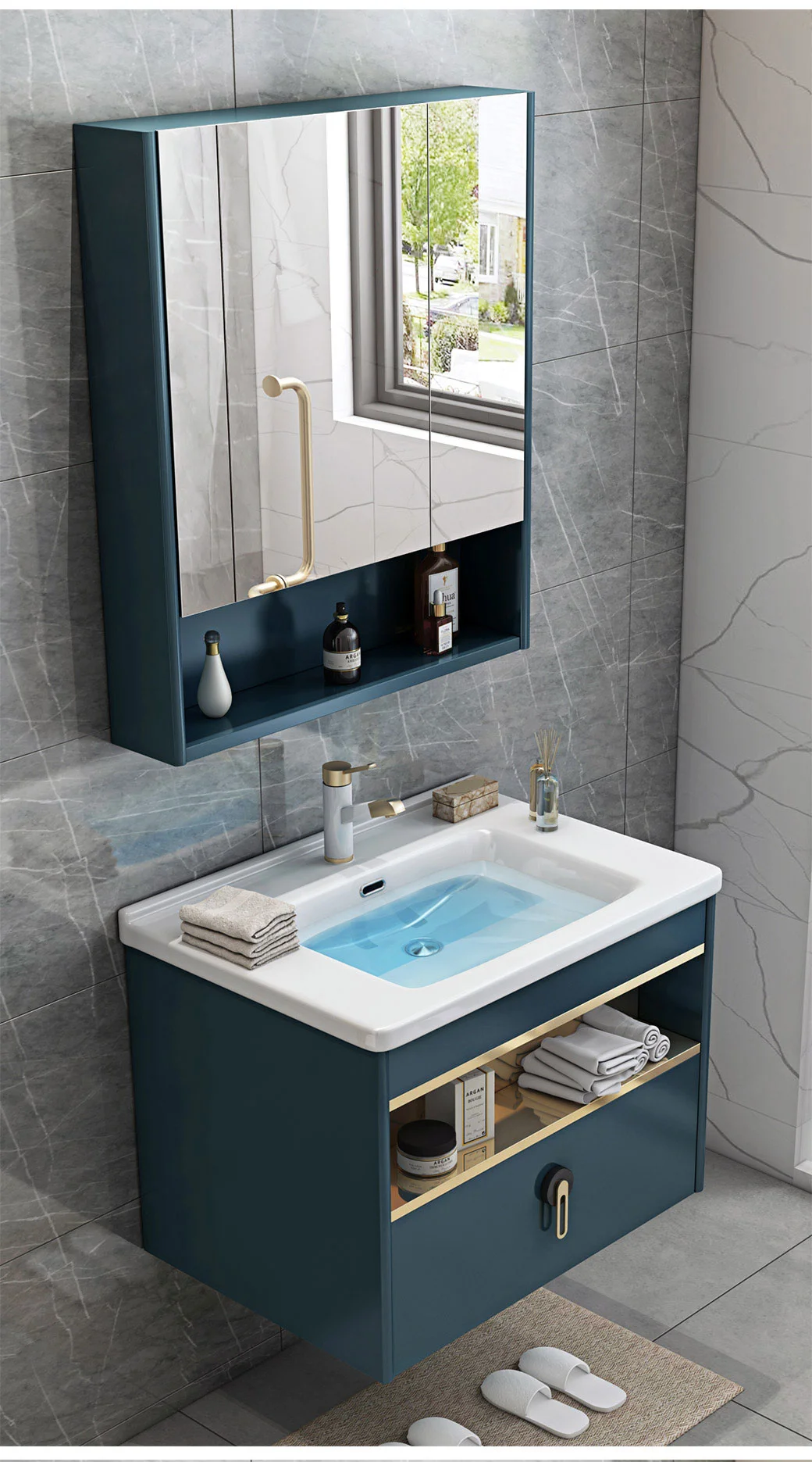 Bathroom Cabinet Combination Bathroom Intelligent Vanity Wash Basin Cabinet Washbasin Counter Basin Basin Basin Bathroom Vanity