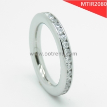 Slim pure titanium Ti eternity ring with full zircon diamond