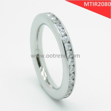 Slim pure titanium Ti eternity ring with full zircon diamond
