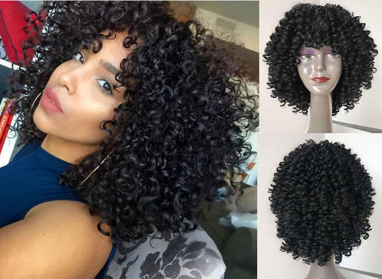 Hot Selling Cheap Synthetic Hair Wig hair straight short for black women curly headband wig for sale kinky natural afro wigs