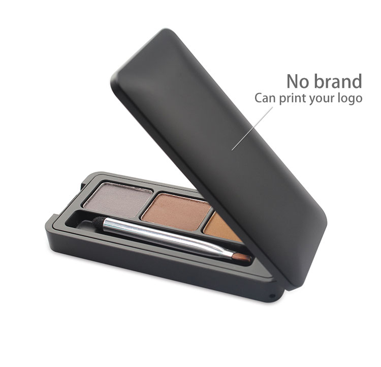 3 color eyebrow powder Palette Waterproof durable long lasting Light brown dark brown gray with brush cover Mirror vegan