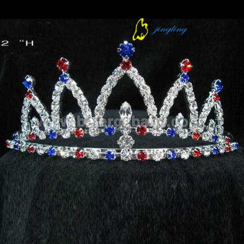 Small colored rhinestone custom patriotic crowns PC-12007