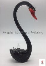 Black Elegant Swan Glass Sculpture