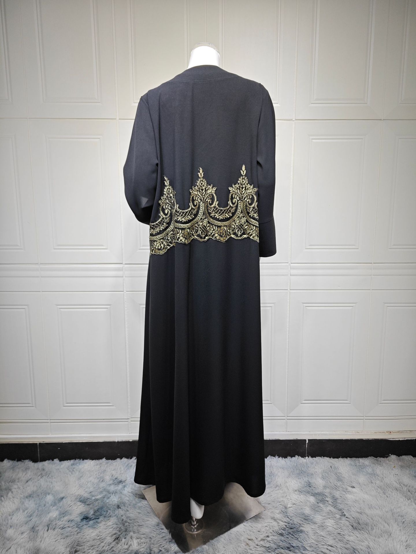 کیمونو عبای مشکی زیبا برای زنان مسلمان MQ247 (7) Elegant Black Kimono Abaya for Muslim Women MQ247 (7)