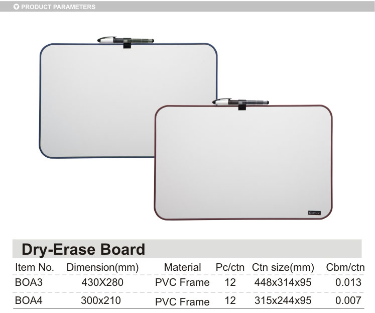 Wholesaler price of dry-eraser plastic frame white board manufacturer for school