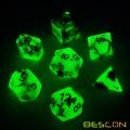 Set de dados de poliuretano resplandeciente de dos tonos Bescon ROCAS SPOOKY, Set de dados luminosos RPG d4 d6 d8 d10 d12 d20 d% Paquete de caja de ladrillos