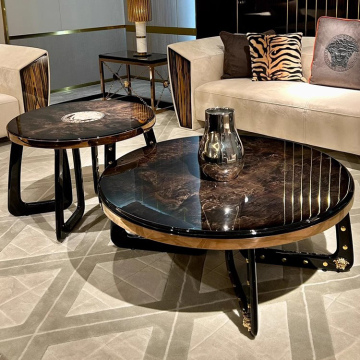 Italian Light Luxury Solid Wood Coffee Table Set