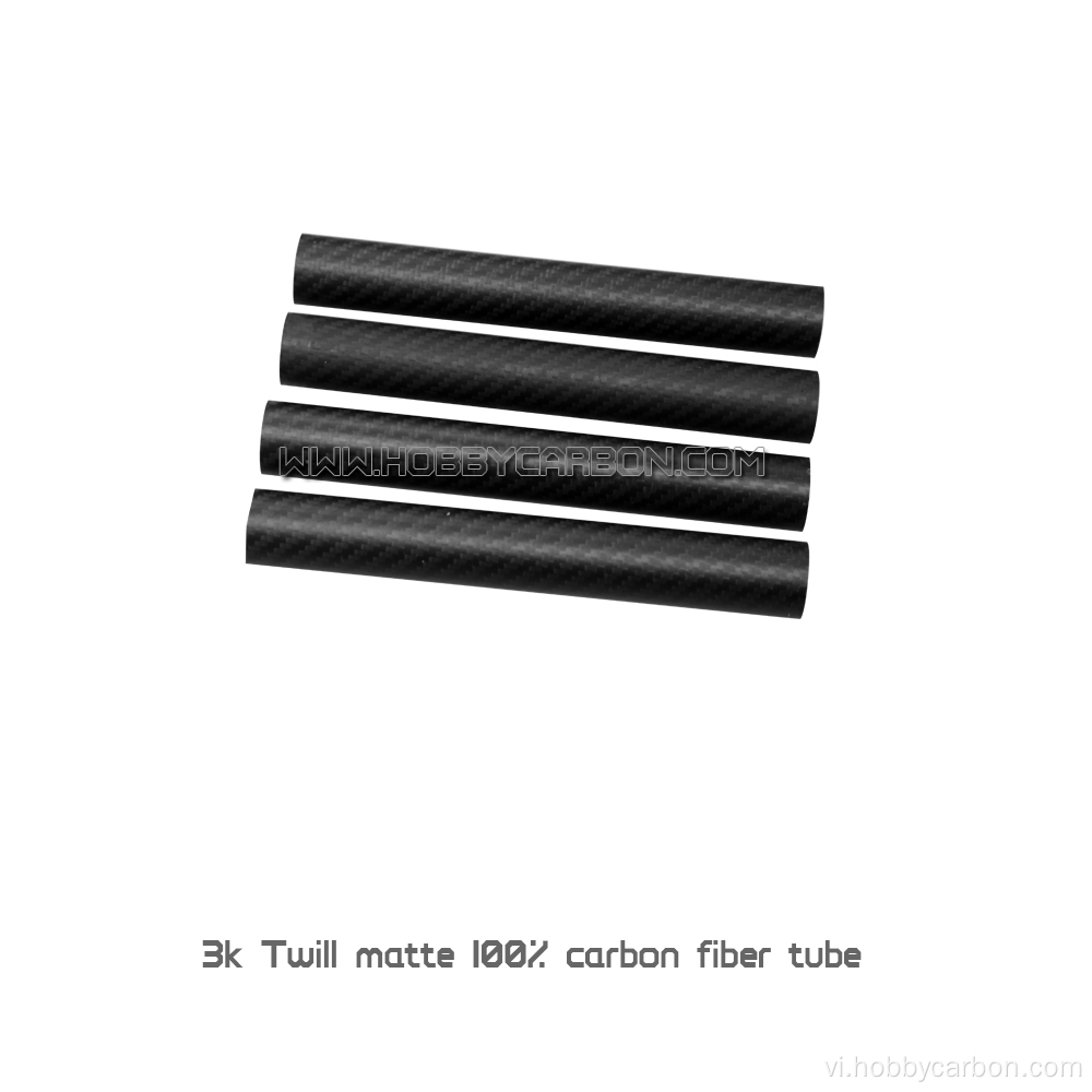 Ống sợi carbon mờ không đan chéo dày 1,0 / 2,0mm